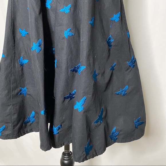 eShakti Black Blue Fit n Flare Sparrow Dress - Picture 4 of 9